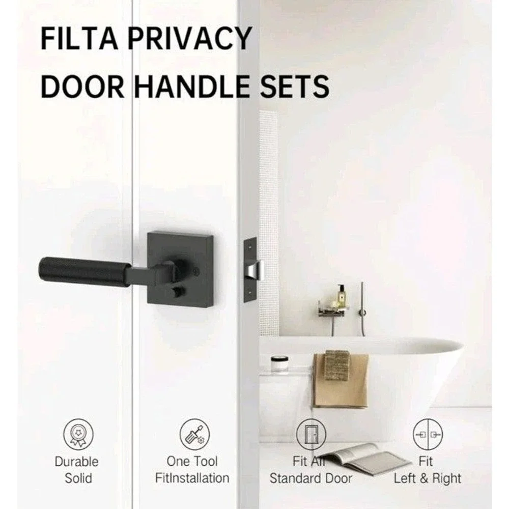 Filta Matte Black Privacy Door Level Knurled Handle Bathroom Bedroom NIB